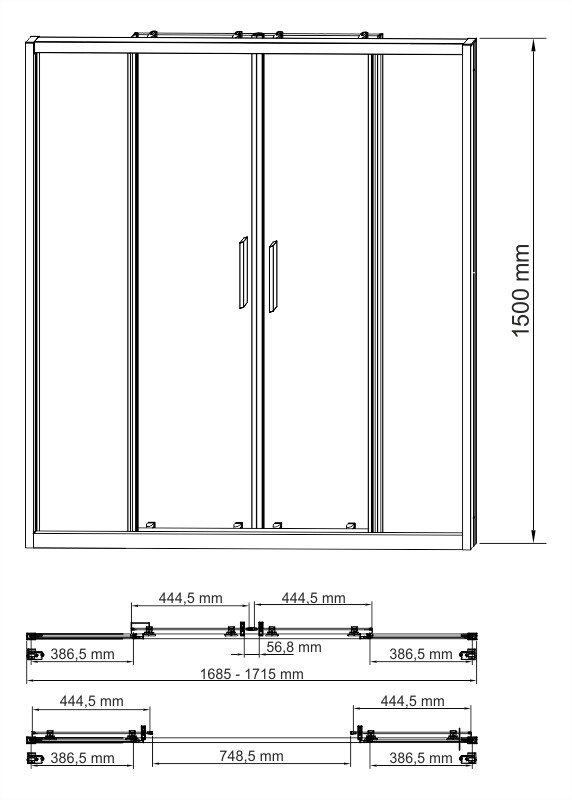 Шторка стеклянная на ванну Wasserkraft Lippe 45S02-170, 170х150