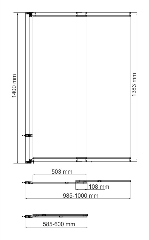 Шторка стеклянная на ванну Wasserkraft Main 41S02-100WS WasseShutz 100х140