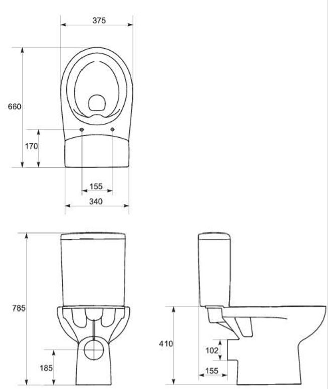 Унитаз напольный Cersanit Nature KO-NTR011-3/5-COn-DL безободковый, белый