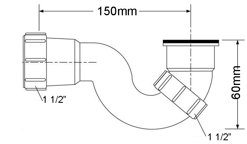 Сифон для ванны McAlpine MRB6 ,1 1/2"х40мм без выпуска