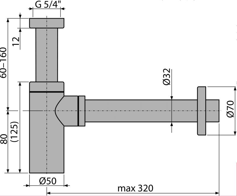Сифон для раковины Alca Plast A400 без выпуска 1 1/4-32