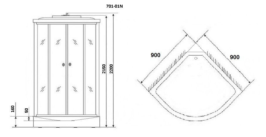 Душевая кабина Niagara NG- 701-01N, 90х90х220, белая, полоски, белый профиль