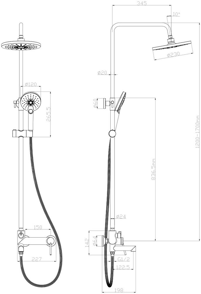 Душевая система со смесителем для душа Lemark Minima LM3862C, хром