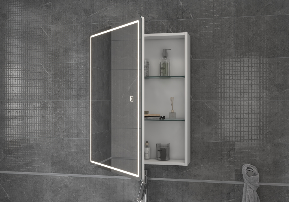 Зеркальный шкаф для ванной комнаты Vigo Geometry 600 zsh.GEO.60.El с LED-подстветкой белый