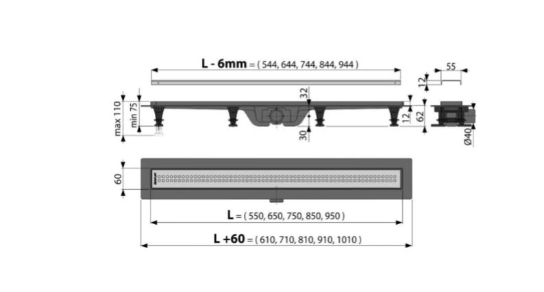 Душевой лоток AlcaPlast APZ 9 Simple - 750М хром