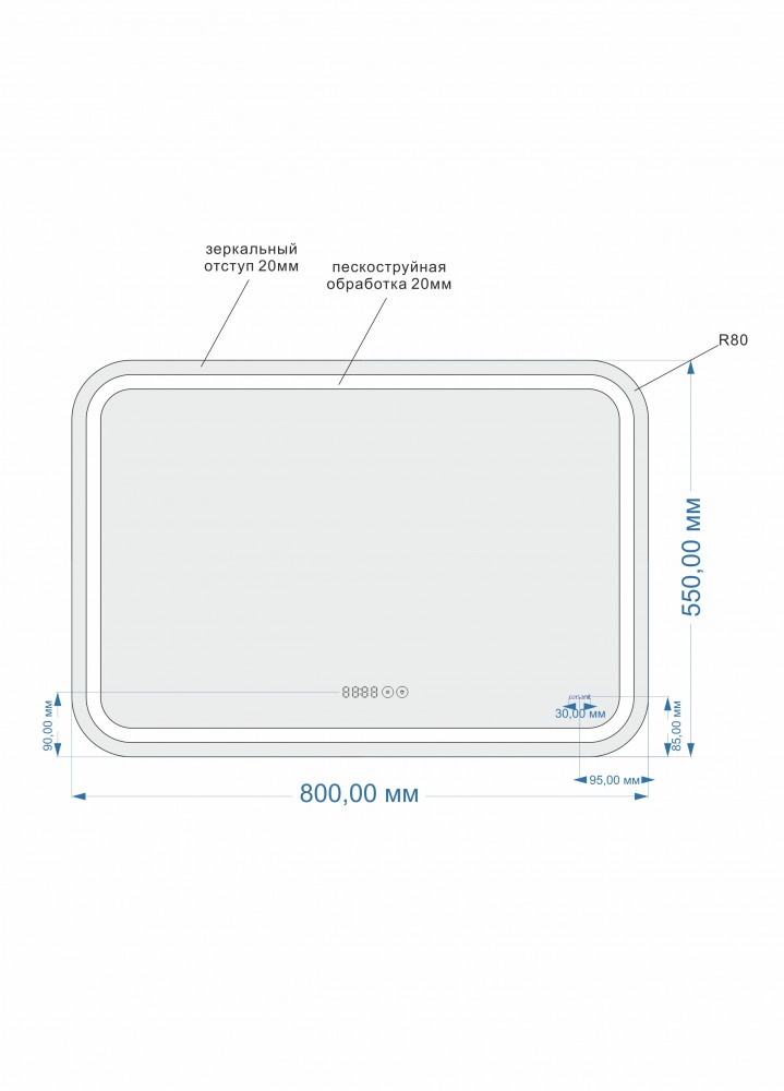 Зеркало для ванной комнаты Cersanit Led Pro 80 KN-LU-LED050*80-p-Os