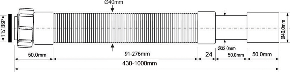 Гофропровод для сифона McAlpine MRMF4 1 1/4*40мм, 1,0 м.