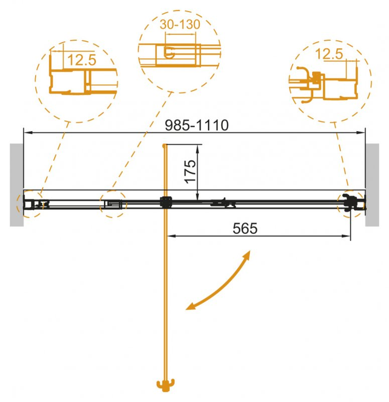 Дверь в проём Cezares Variante VARIANTE-B-1-100/110-C-Cr