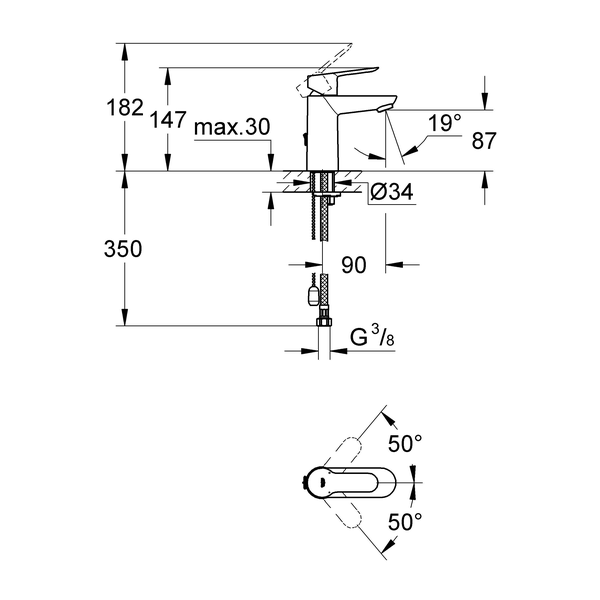 Смеситель для раковины Grohe BauEdge 23329000 хром