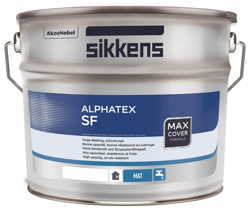 Краска для стен и потолков акриловая Sikkens Alphatex SF матовая белая 10 л.