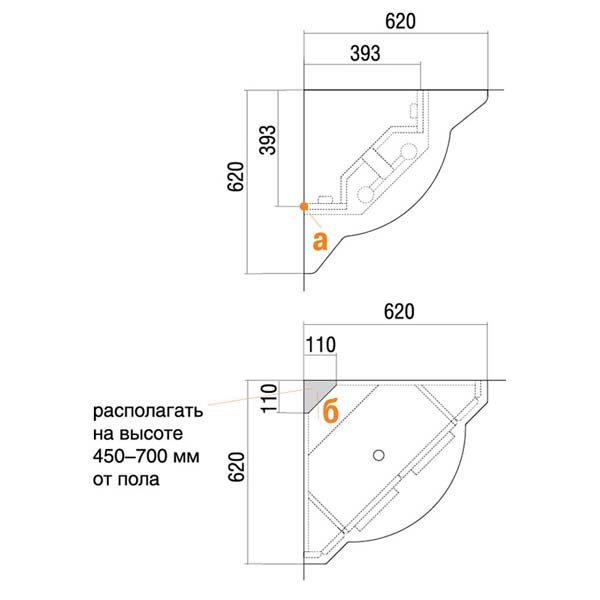 Зеркальный шкаф для ванной комнаты Акватон Альтаир 62 1A042702AR010 белый, угловой