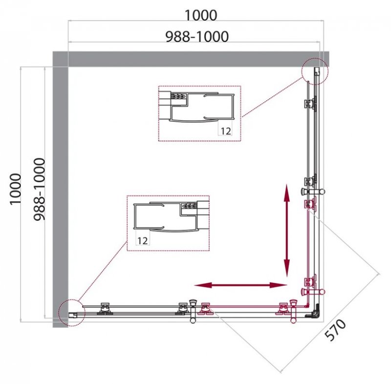 Душевой уголок Belbagno Uno UNO-195-A-2-100-C-Cr