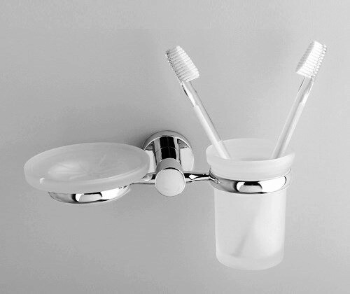 Стакан с мыльницей Wasserkraft Donau K-9426 хром, матовое стекло