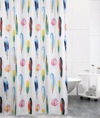 Шторка текстильная для ванной комнаты Bath Plus Charme Color Feathers ch-21263 180х180 см.