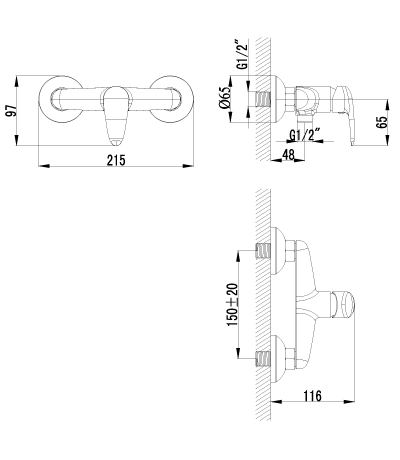 Гигиенический душ Lemark Pramen LM3318C с настенным смесителем, хром