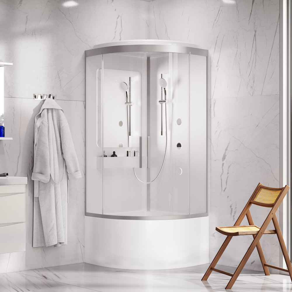 Душевая кабина AM.PM Like Deep W80C-019A-090MTA, 90х90x223, белая, прозрачная, хром