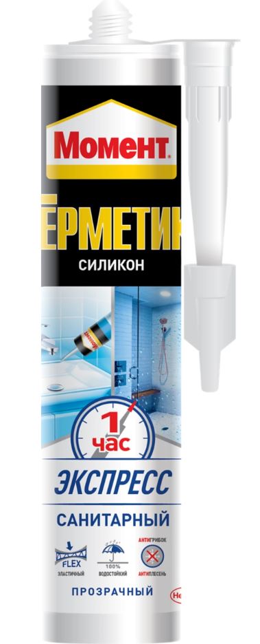 Герметик силиконовый санитарный Момент Экспресс прозрачный 280 мл.