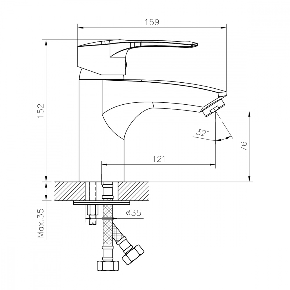 Смеситель для раковины Decoroom DR70015 однорычажный, с гигиеническим душем, монолитный, хром