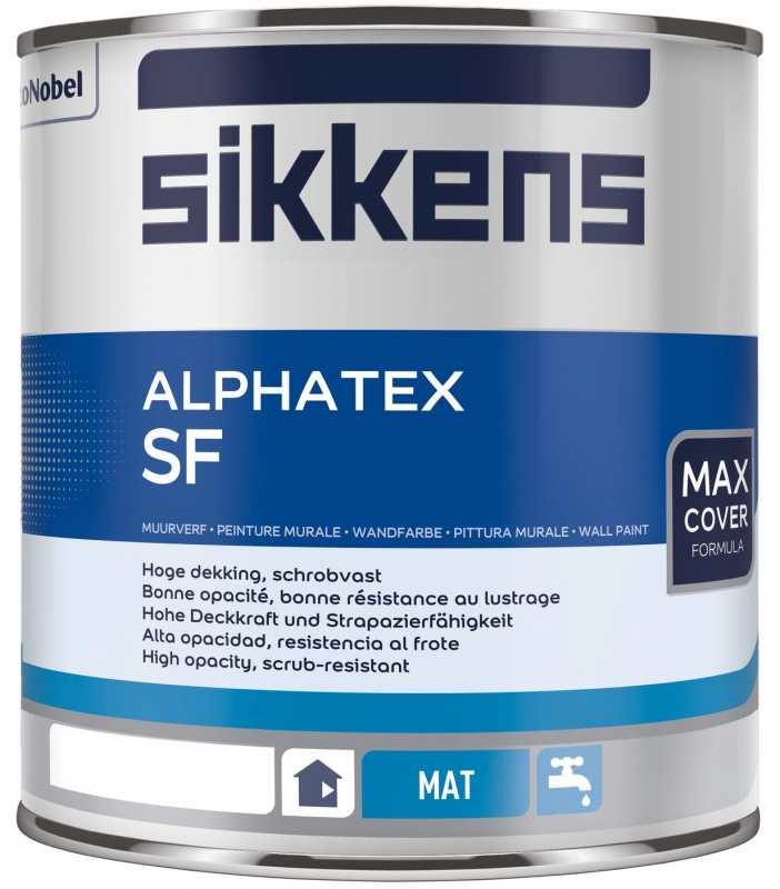 Краска для стен и потолков акриловая Sikkens Alphatex SF матовая база BS W05 1 л.