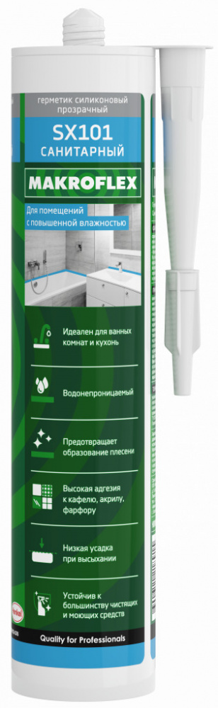 Герметик силиконовый санитарный Макрофлекс SX101 прозрачный 290 мл.