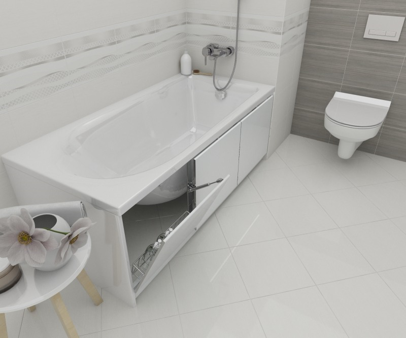 Экран для ванны Cersanit PA-TYPE_CLICK*150-W белый, с системой клик-клак, 150 см.