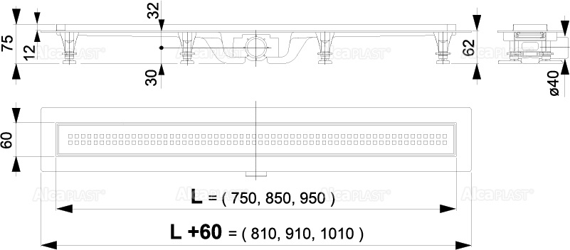 Душевой лоток AlcaPlast APZ 9 Simple - 750М хром