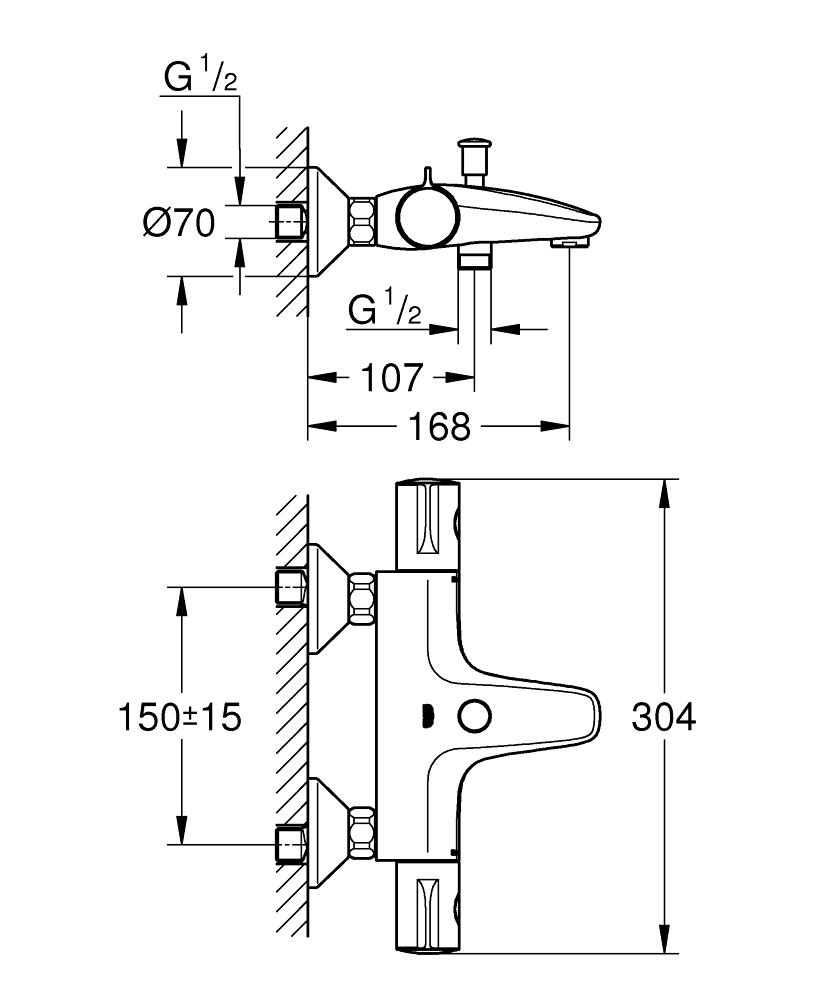 Термостат для ванны Grohe Grohtherm 800 34567000 хром