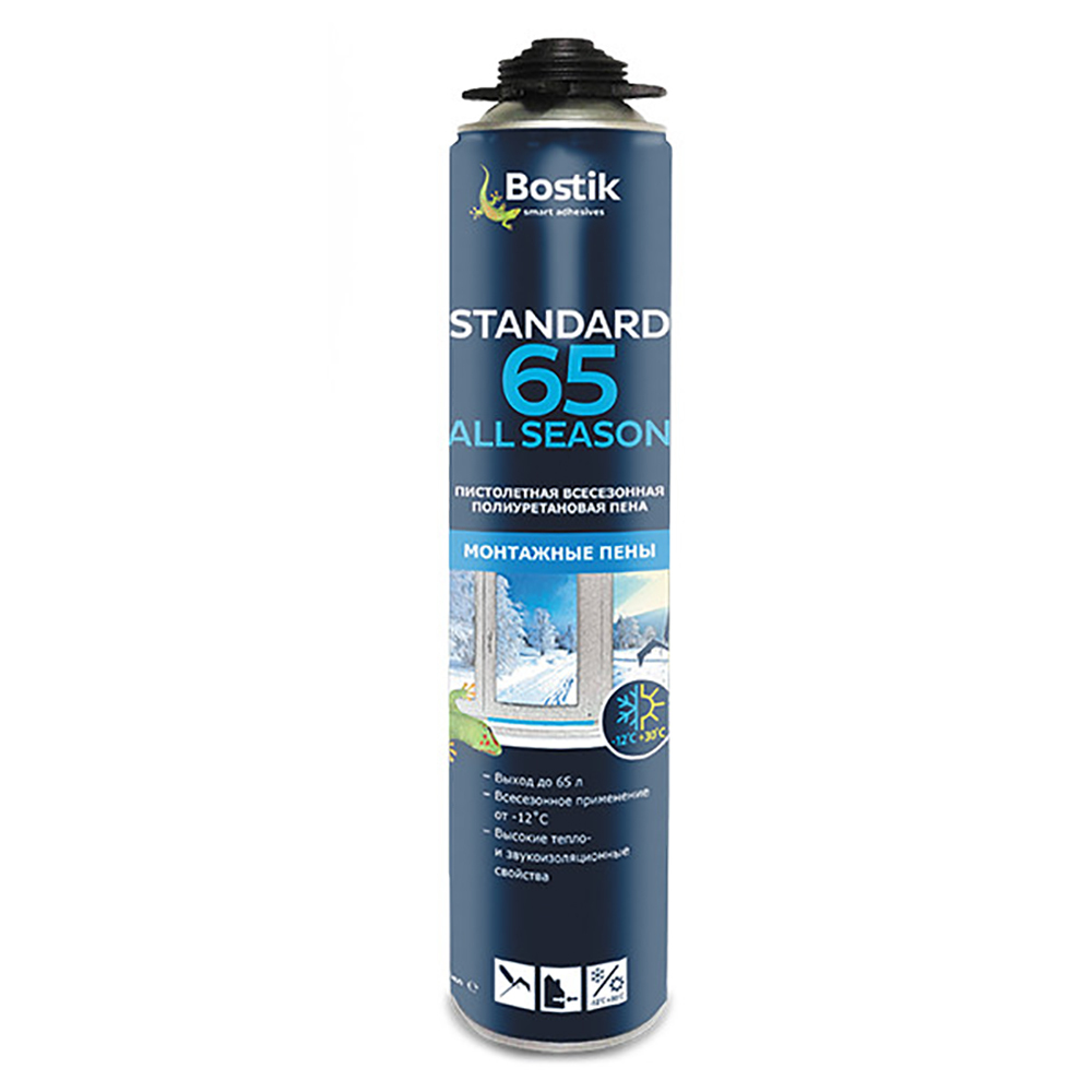 Пена профессиональная Bostik Standard All Seasons 65 всесезонная 750 мл. выход 65 л.