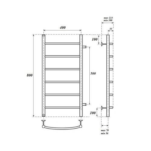 Полотенцесушитель водяной Point Афина PN04548 П6 400x800 бп 500, хром