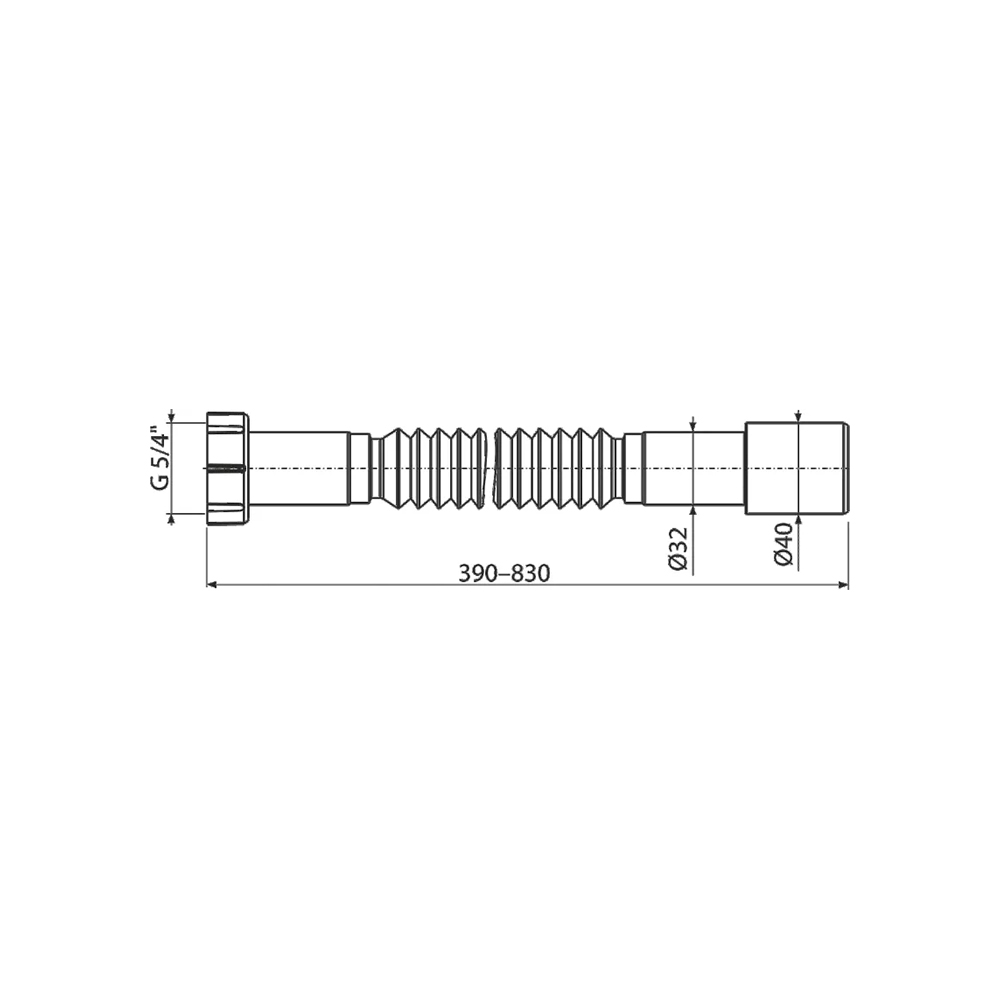 Гофропровод для сифона с гайкой AlcaPlast A750 1 1/4"x32/40, 0,83 м.