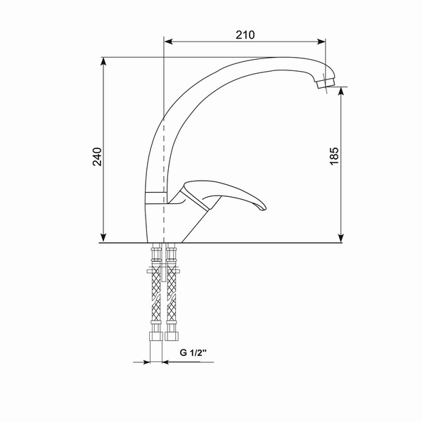 Смеситель для кухни под цветную мойку Микслайн ML-GS02 (342) 533170 графит