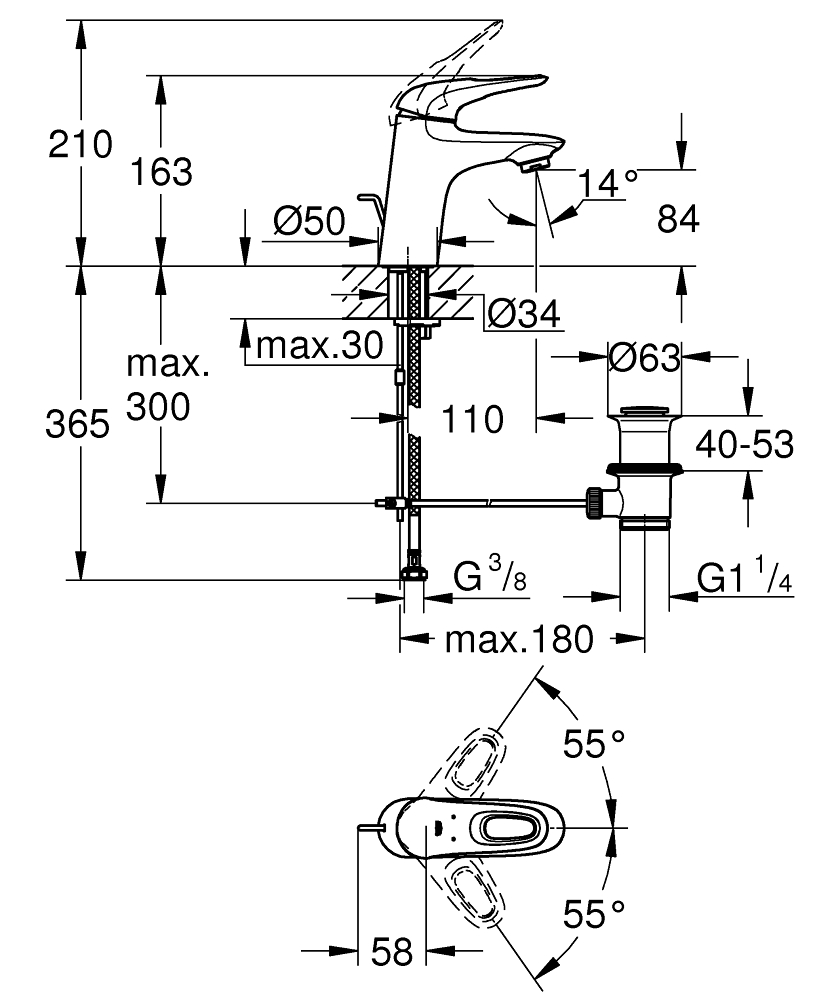 Смеситель для раковины Grohe Eurostyle 33558LS3 белый
