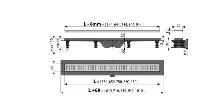 Душевой лоток AlcaPlast APZ 10 Simple - 750М хром