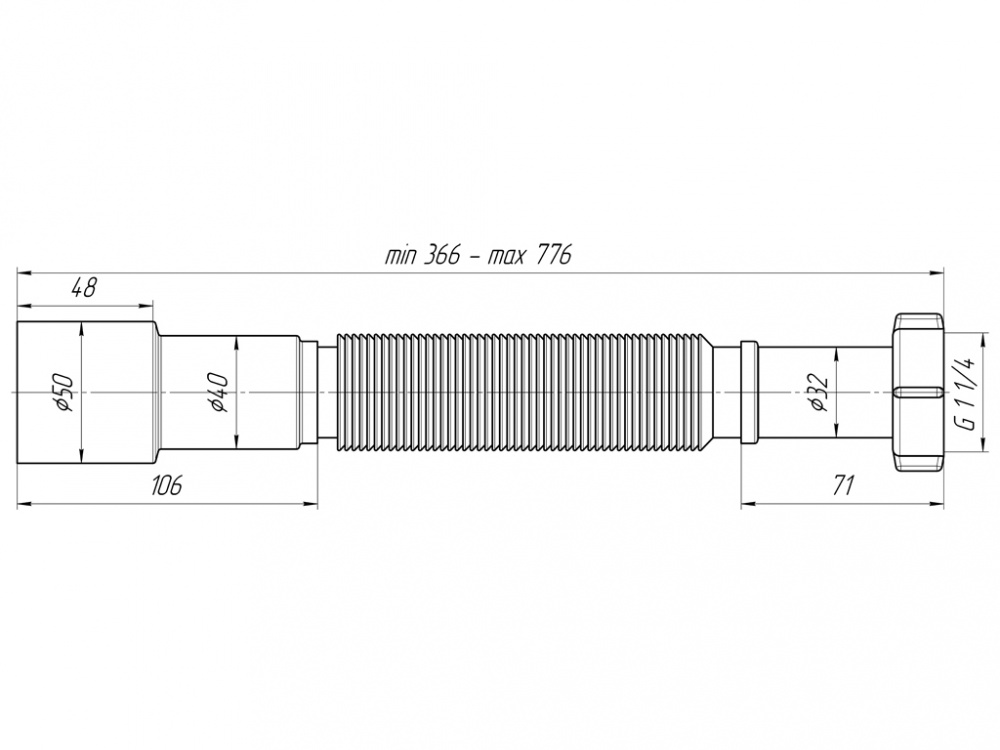 Гофропровод для сифона Ани Пласт K206 1 1/4"*40/50