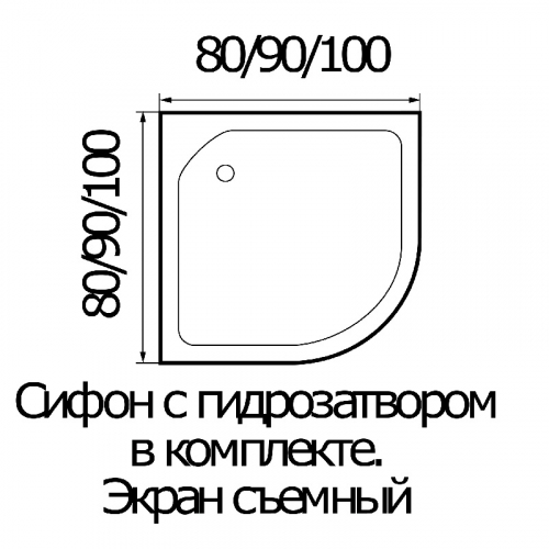 Поддон Wemor 100/15, 100х100х14, полукруг, акриловый, белый