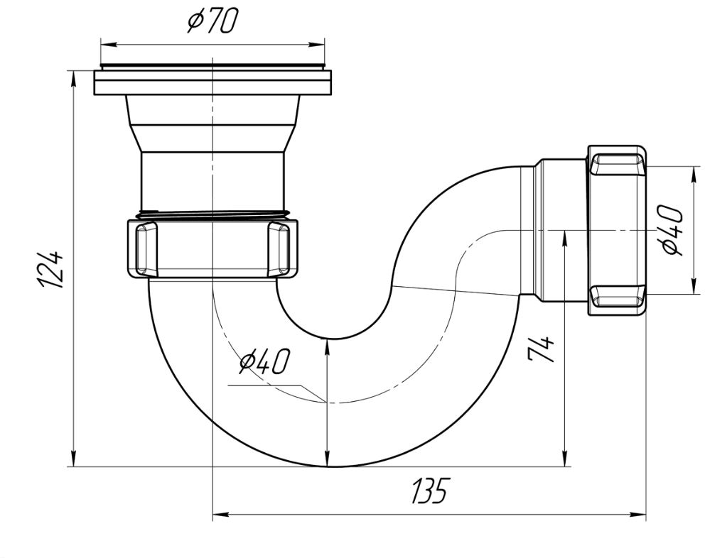 Сифон для поддона Ани Пласт E110 1 1/2"*40