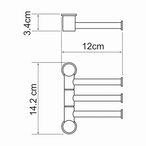 Полотенцедержатель Wasserkraft K-1053 хром, тройной, короткий
