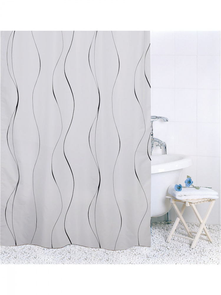 Шторка текстильная для ванной комнаты Bath Plus Charme Weves on white ch17059 180х180 см.