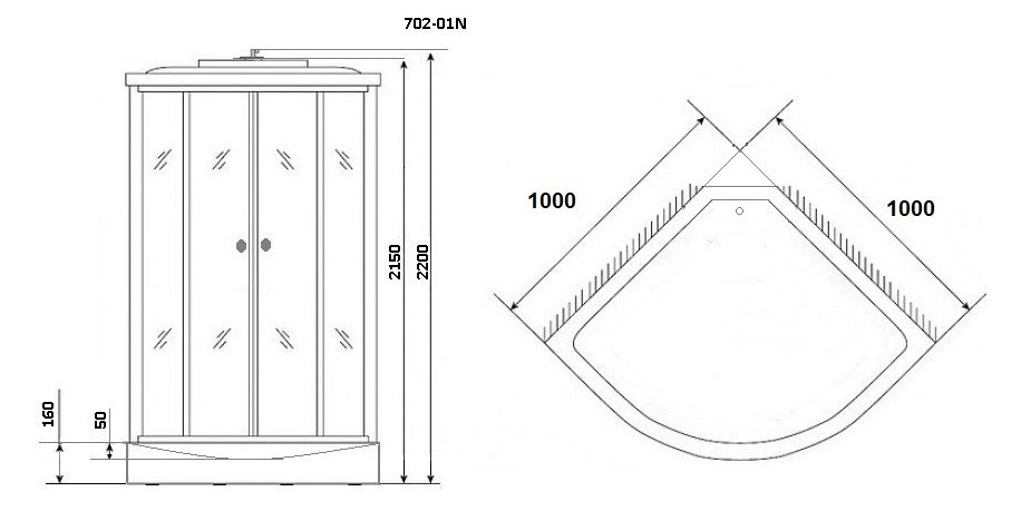 Душевая кабина Niagara NG- 702-01N, 100х100х220, белая, полоски, белый профиль