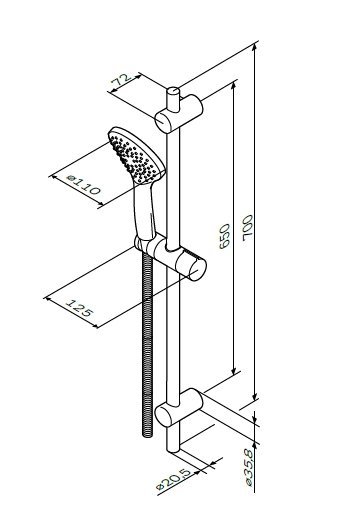 Душевая стойка AM.PM Gem F0190100 хром, с ручным душем 3 режима