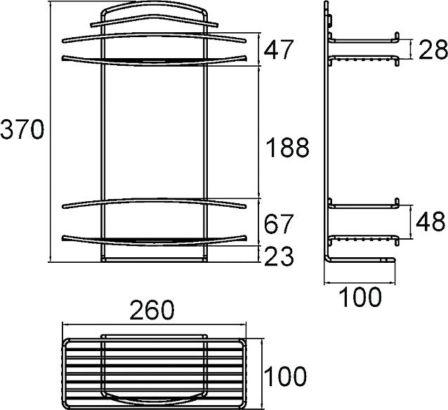 Полка настенная Milardo 212W020M44 хром, 2 яруса