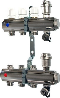 Коллекторная группа в сборе 6 выхода, 1" х 3/4" Евроконус Valtec