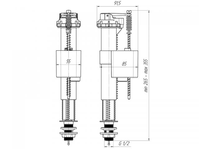 Впускной клапан Ани Пласт WC5510 с нижней подводкой 1/2" 