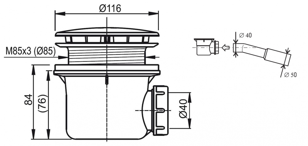 Сифон для поддона Ravak Standard 90 X01314 хром