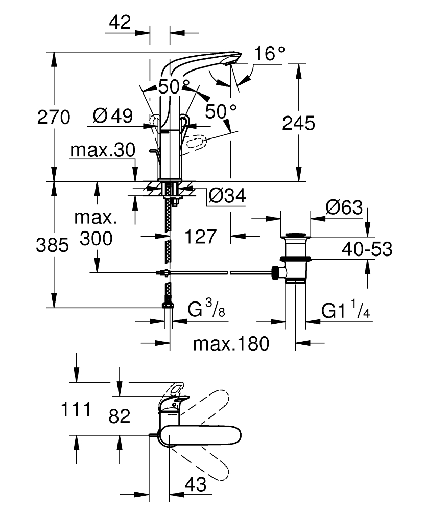 Смеситель для раковины Grohe Eurostyle 23569003 хром